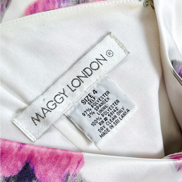 Maggy London Floral Satin Dress - Size 4 - Super Flattering Fit! - Picture 7 of 7